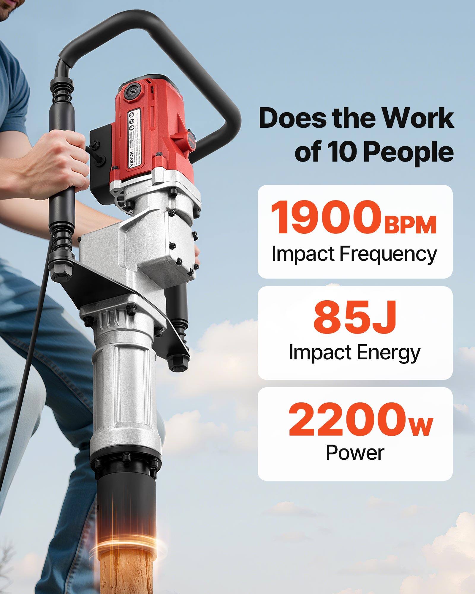Does the Work of 10 People

1900 BPM Impact Frequency

85J Impact Energy

2200w Power
