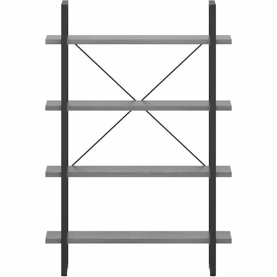 Back. Lorell - Lorell SOHO Rustic Metal Frame Bookcase 57.5" H x 39.4" W x 11.8" D 4 Shelve Charcoal Sturdy Durable - Gray|Black.