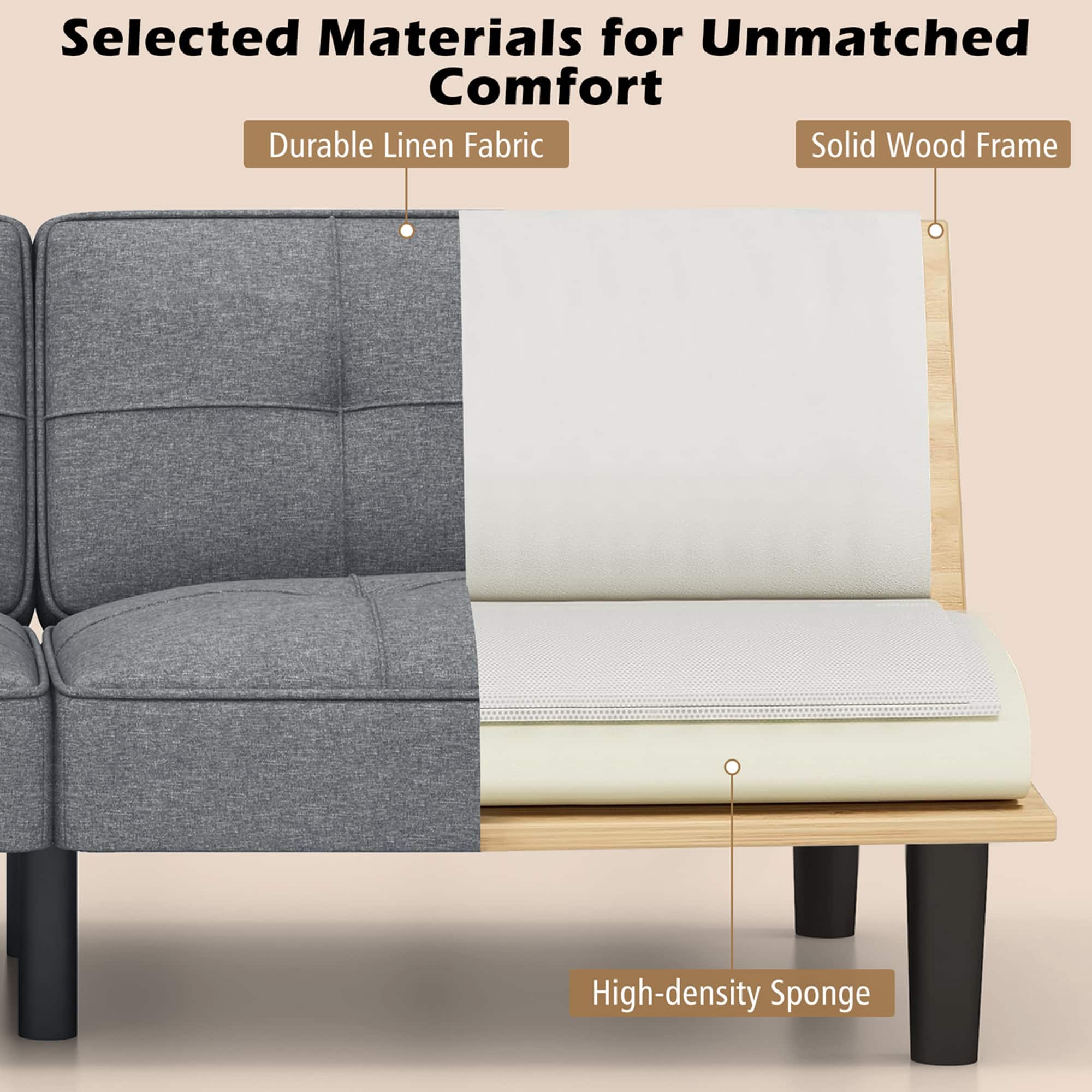 Selected Materials for Unmatched Comfort: Durable Linen Fabric, Solid Wood Frame, High-density Sponge.