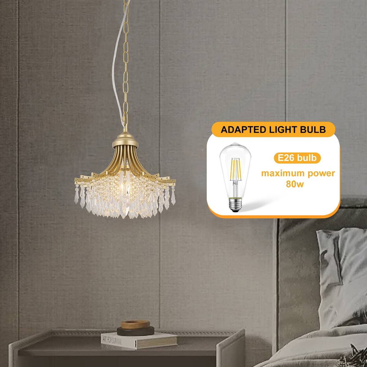 ADAPTED LIGHT BULB  
E26 bulb  
maximum power 80w