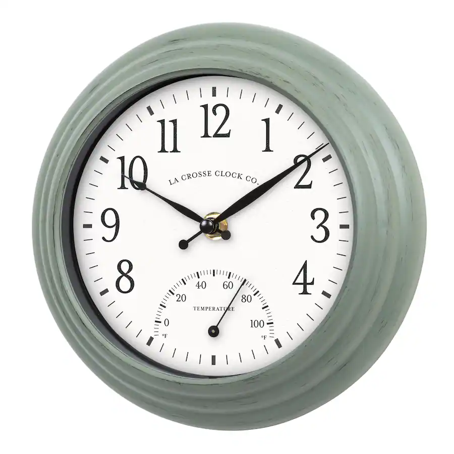 Clock Components 8 Inch La Crosse Clock Co. 8 Inch Indoor/Outdoor Analog Quartz Wall Clock with ...