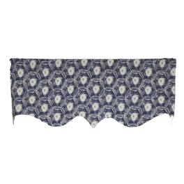 RLF Home - 3" Rod Pocket High Quality Fabric Jerin Regal Valance for Windows 50" x 17" - Navy