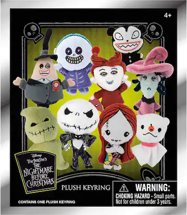 4+ Disney TIM BURTON'S THE NIGHTMARE BEFORE CHRISTMAS PLUSH KEYRING ! WARNING: CHOKING HAZARD - Small parts. CONTAINS ONE PLUSH KEYRING Not for children under 3 years.