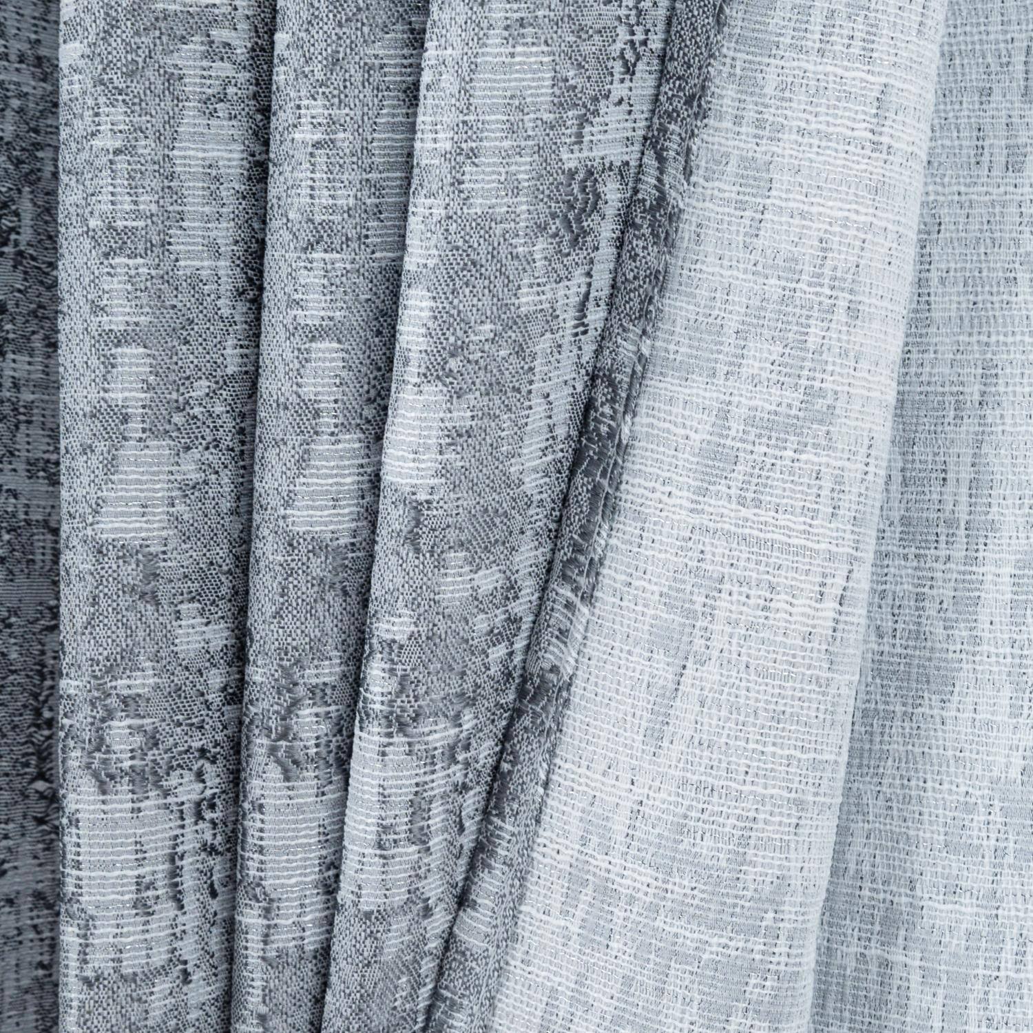 Left. RT Designers Collection - RT Designer Collection Cambridge Jacquard Luxurious Decorative Grommet Curtain Panel 54" x 90" Silver - Silver.