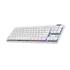 Front. Logitech - PRO X TKL LIGHTSPEED Wireless Mechanical Tactile Switch Gaming Keyboard with LIGHTSYNC RGB for PC - White.