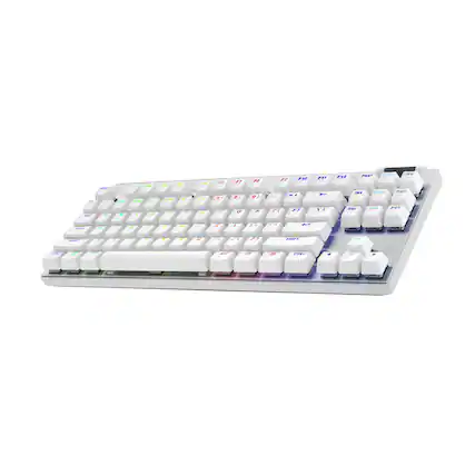 Front. Logitech - PRO X TKL LIGHTSPEED Wireless Mechanical Tactile Switch Gaming Keyboard with LIGHTSYNC RGB for PC - White.