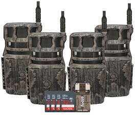 Stealth Cam - Revolver 40MP Pro 360 Degree Cellular Trail Camera with 32GB Memory Cards and Card Reader 4 Pack