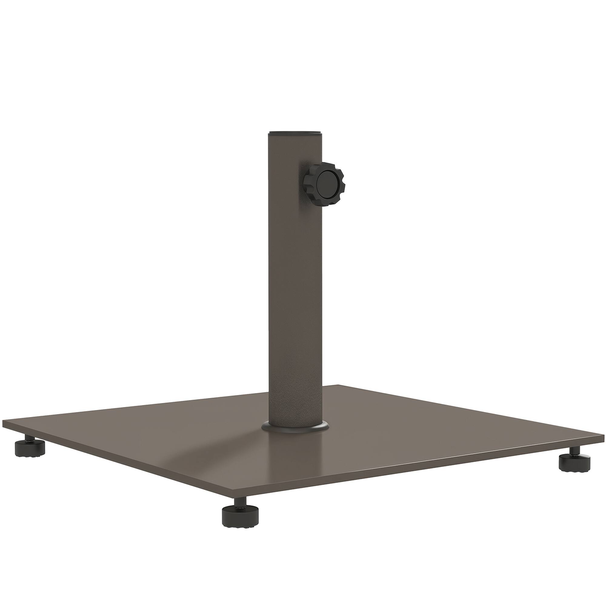 Outsunny - Square Patio Umbrella Base, 29 lbs Metal Umbrella Stand - Brown
