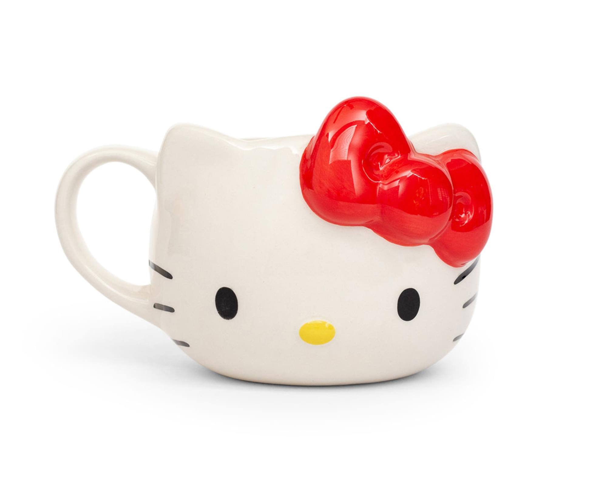 Front. Silver Buffalo - Hello Kitty Red Bow Ceramic 3D Molded Mug | Holds 22 Ounces - Red.