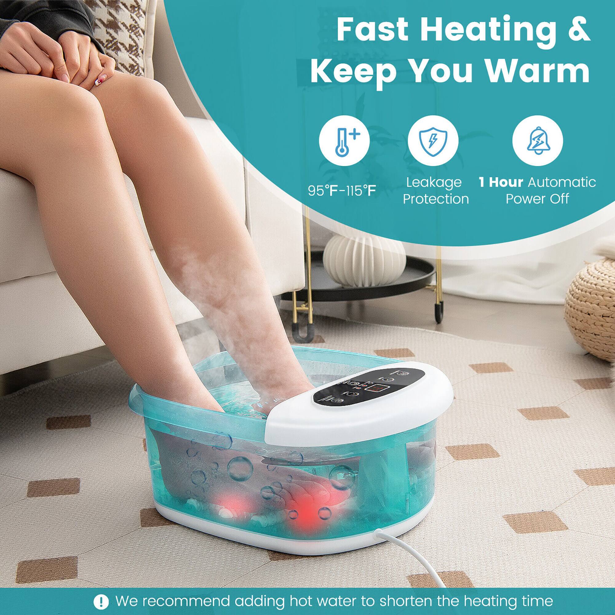 Fast Heating & Keep You Warm  
95°F-115°F  
Leakage Protection  
1 Hour Automatic Power Off  

We recommend adding hot water to shorten the heating time