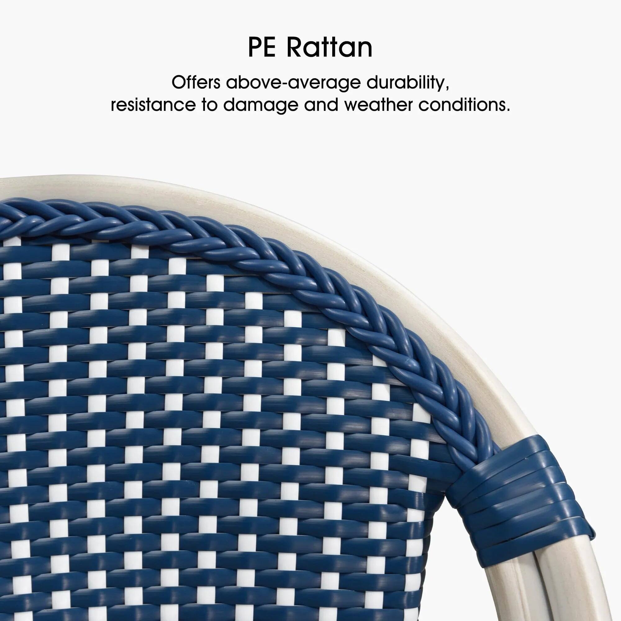 PE Rattan  
Offers above-average durability, resistance to damage and weather conditions.