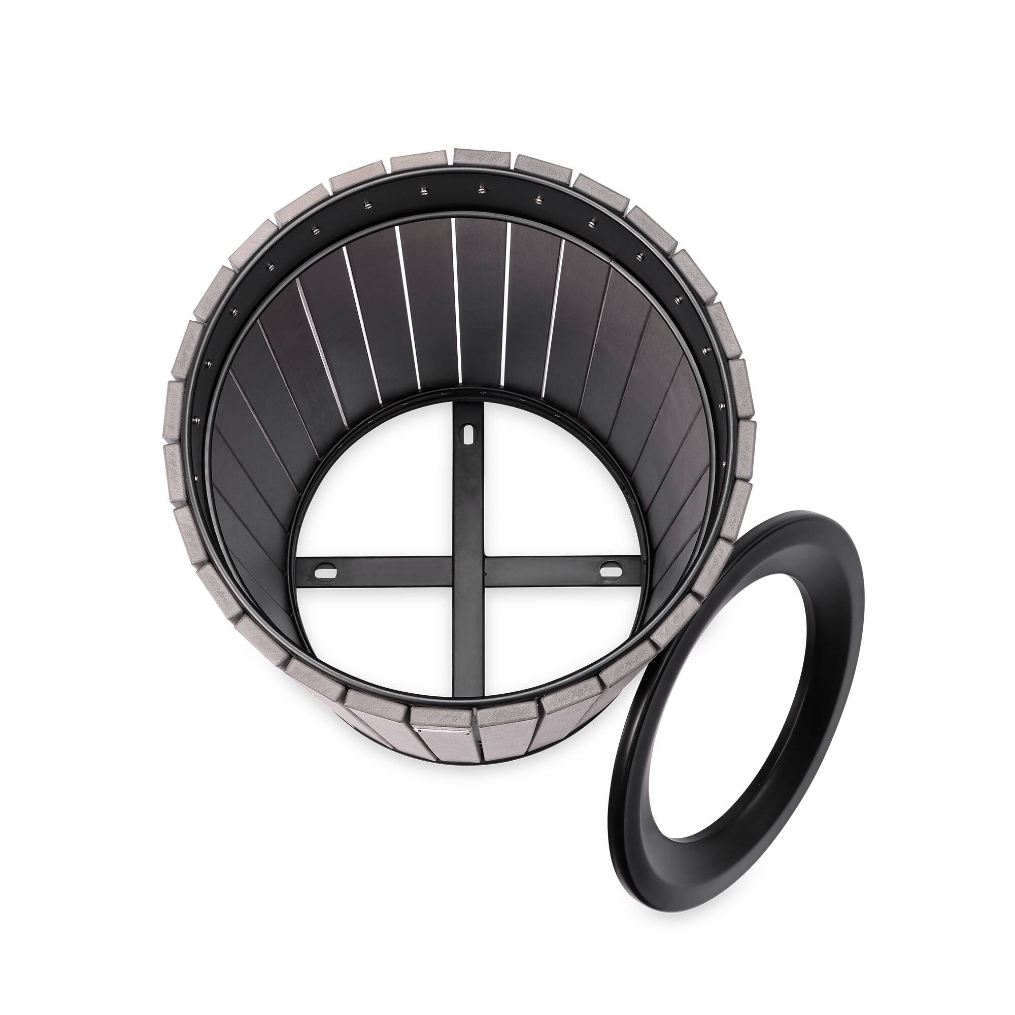 Back. Alpine Industries - 32 Gallon Outdoor Trash Can with Slatted Panels - Gray.