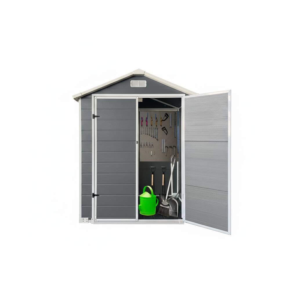 Alt View 8. Loheer - Loheer 6x4 Plastic Storage Shed with Floor and Lockable Door Gray Waterproof Resin Backyard Shed.