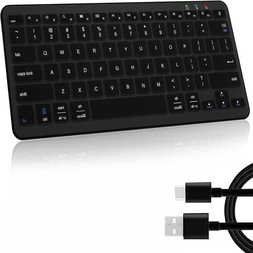 RTMB - Ultra-Slim Bluetooth Keyboard, Rechargeable, Ergonomic for iOS/Android/PC - Black