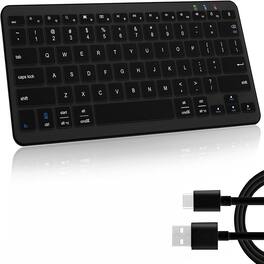 RTMB - Ultra-Slim Bluetooth Keyboard, Rechargeable, Ergonomic for iOS/Android/PC - Black