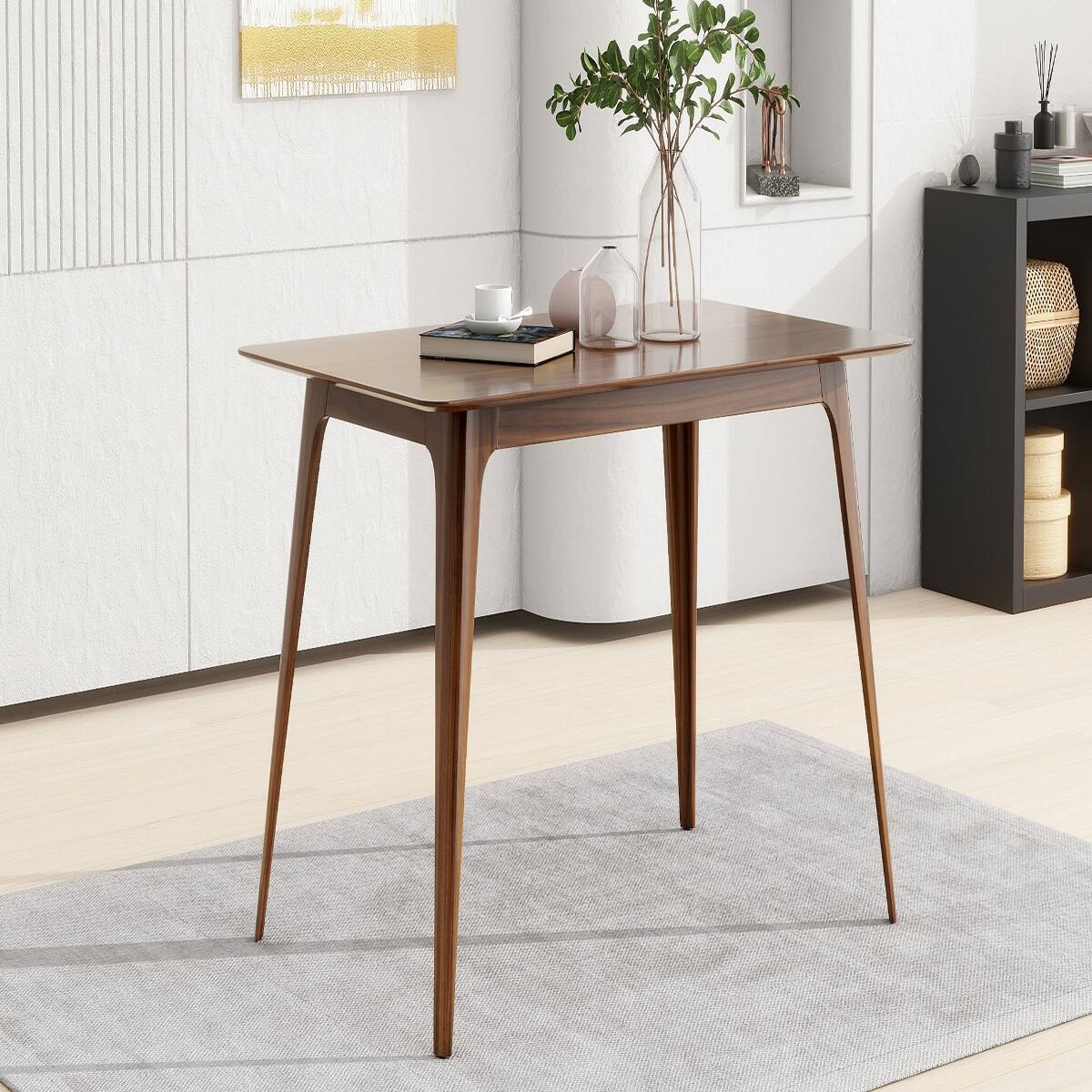 Alt View 9. Loheer - Loheer Mid Century Modern Dining Table, Walnut Rectangular Table with Splayed Legs - Walnut.
