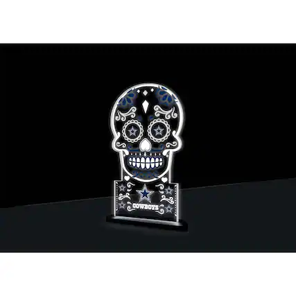 Front. Evergreen Enterprises - Dallas Cowboys 10" LED Tabletop Sugar Skull Halloween Desklite Sign - Multicolor.