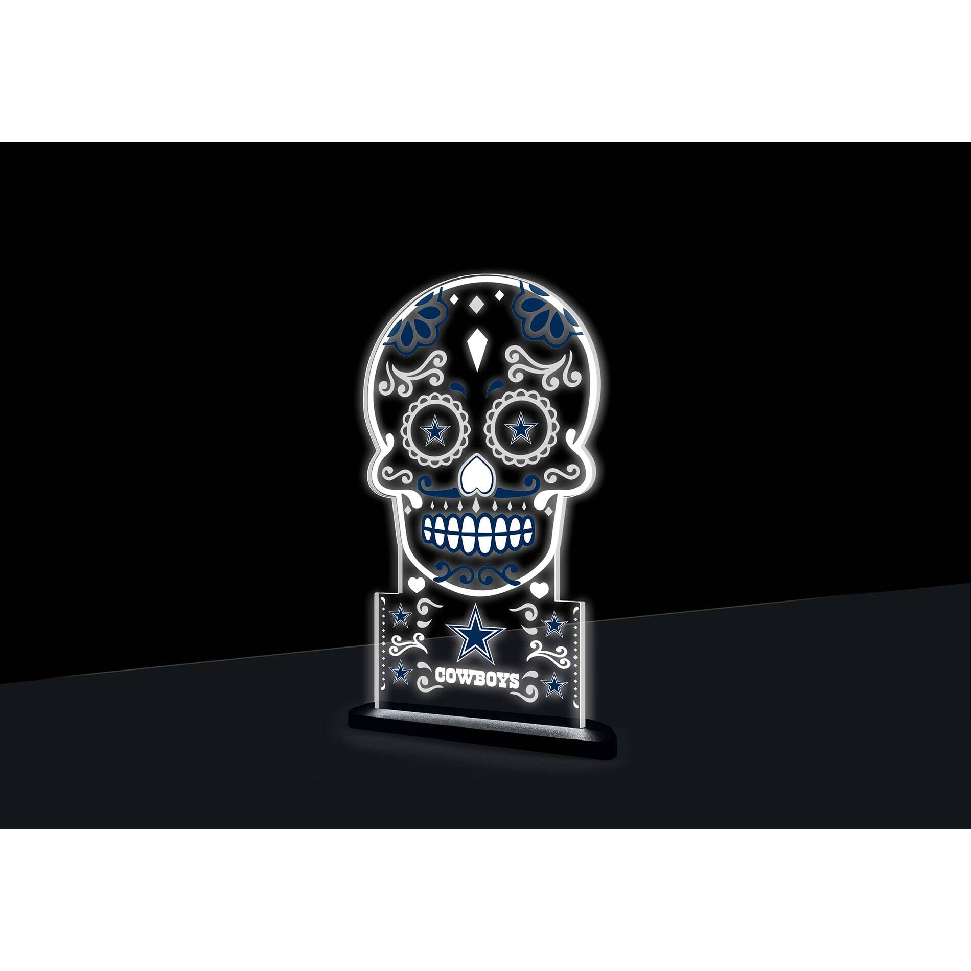 Front. Evergreen Enterprises - Dallas Cowboys 10" LED Tabletop Sugar Skull Halloween Desklite Sign - Multicolor.
