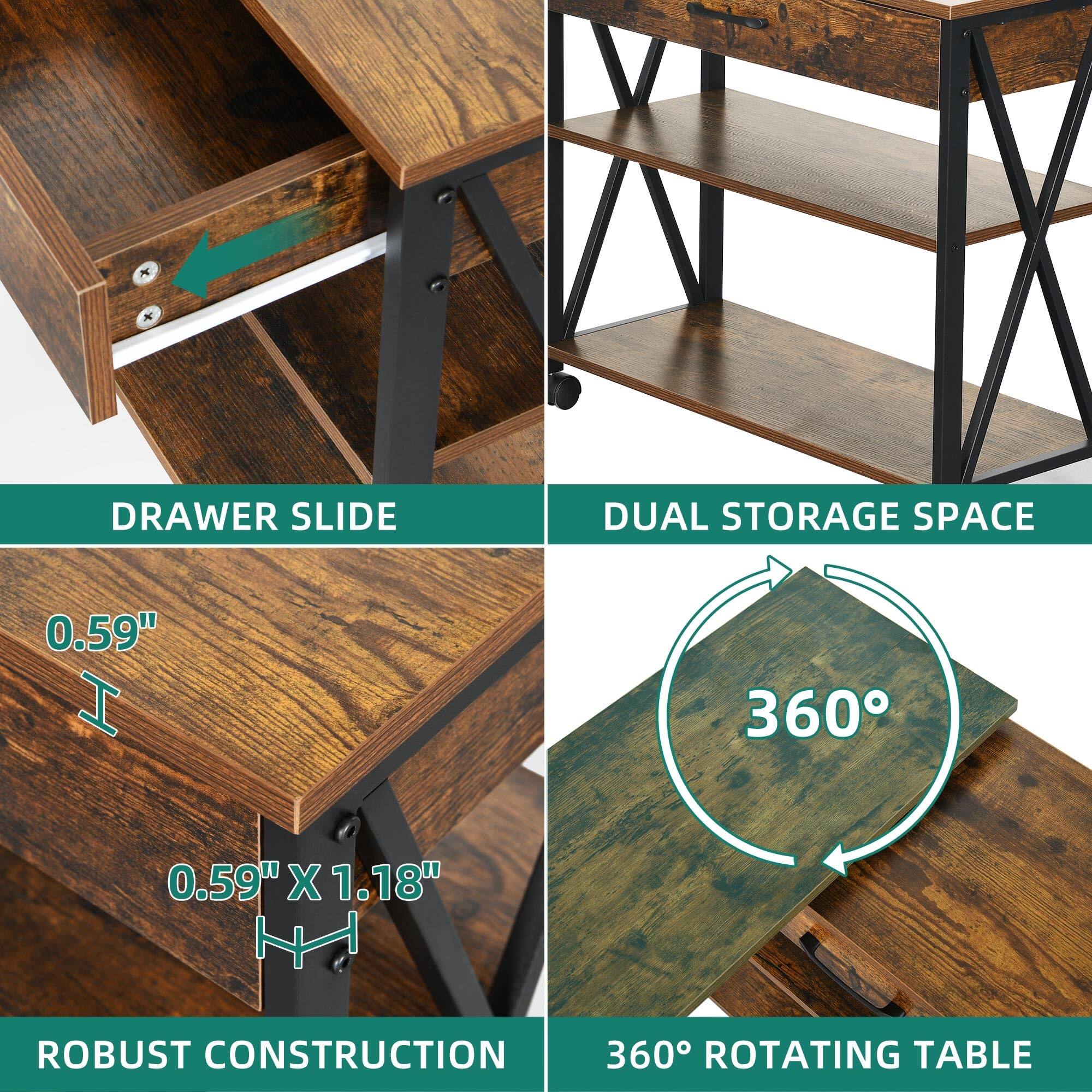 - DRAWER SLIDE
- DUAL STORAGE SPACE
- 0.59"
- 0.59" X 1.18"
- ROBUST CONSTRUCTION
- 360° ROTATING TABLE