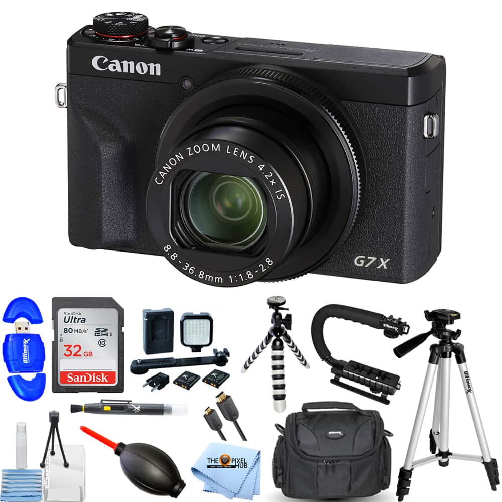 Canon - PowerShot G7 X Mark III Digital Camera (Black) + 32GB + LED Light Bundle price history on PriceWatchPro