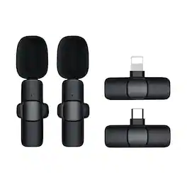 Cluzine - Wireless Lavalier Microphone 2 Pack, 65ft Long Range, Plug & Play, for iPhone/Android