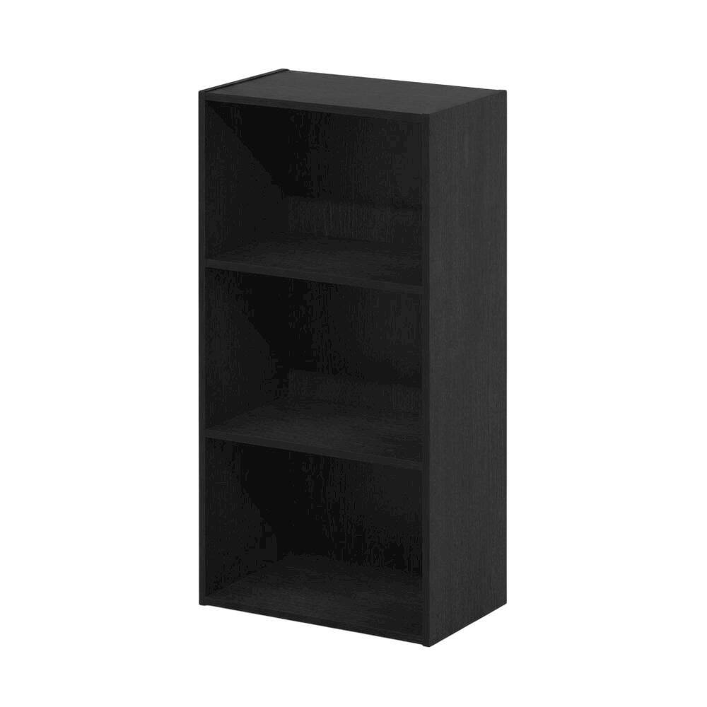 Front. FurniFact - Blackwood 3-Tier Open Shelf Bookcase with Sturdy Wooden Design - Blackwood.
