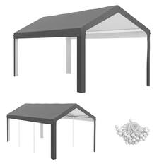 Front. Outsunny - x 20ft Carport Roof, UV Resistant Canopy Replacement, Fits 84C-378V00 and 84C-206 Series - Dark Gray.