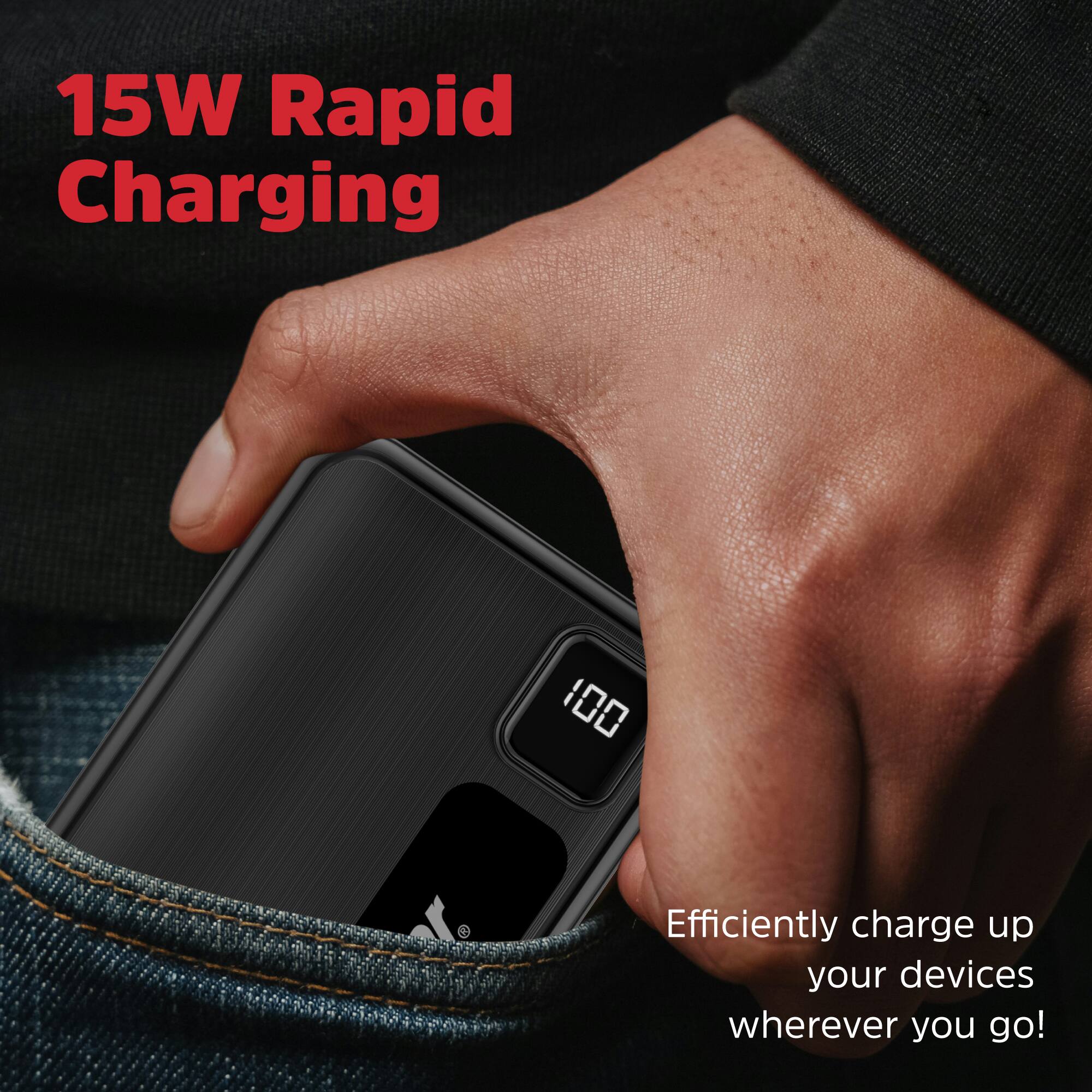 15W Rapid Charging: Efficiently charge up your devices wherever you go!