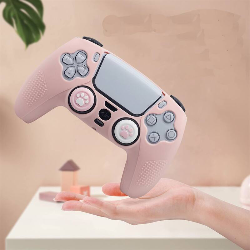 Left. SKRAN - Silicone Case for PS5 Controller-Anti-Fall Anti-Scratch Protective Cover with Thumb Grips,No Need to Remove for Charging - Purple.