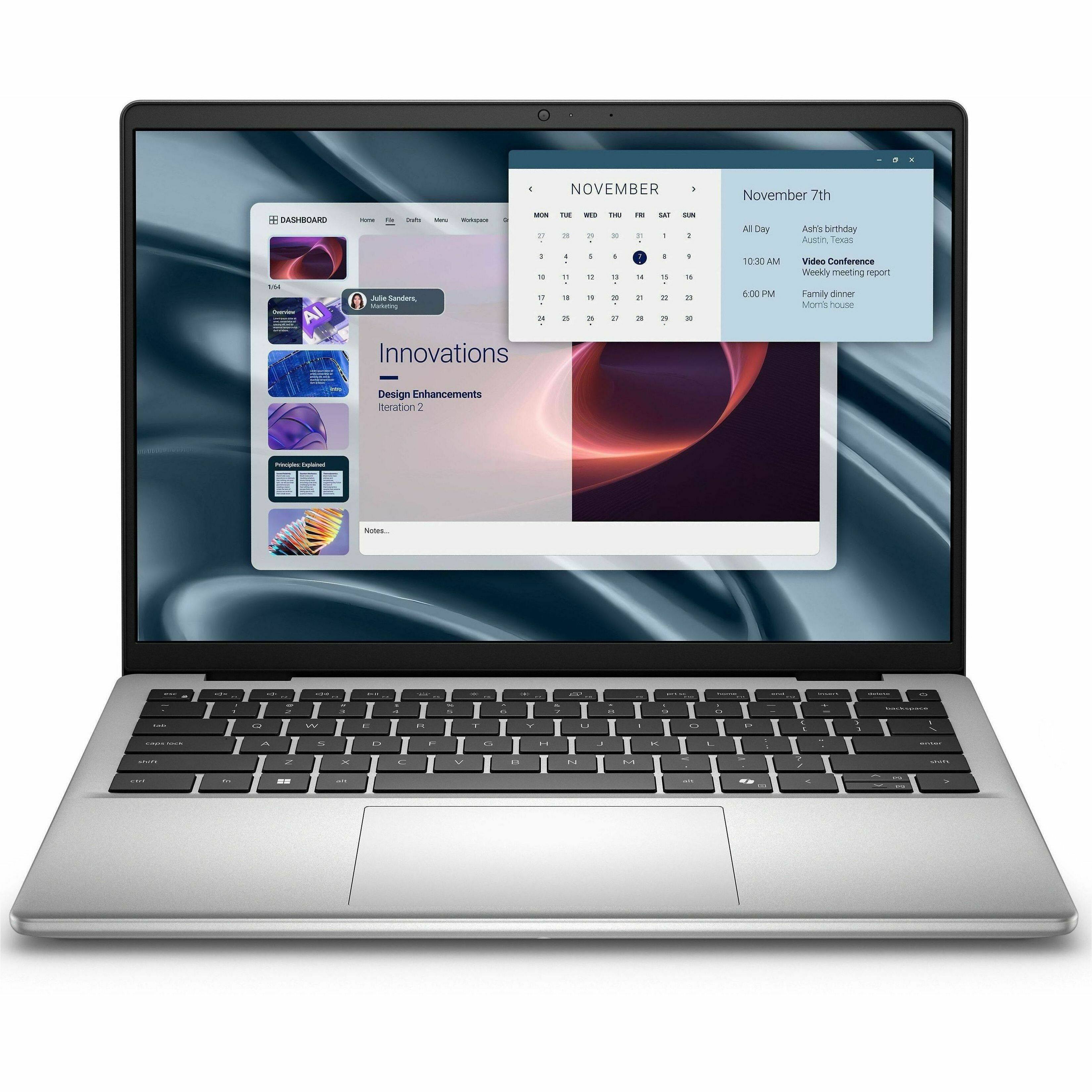 **November 7th**

- Ash's birthday
  - Austin, Texas

- Video Conference
  - 10:30 AM

- Weekly meeting report
  - 6:00 PM

- Family dinner
  - Mom's house

**Innovations**

- Design Enhancements
  - Iteration 2