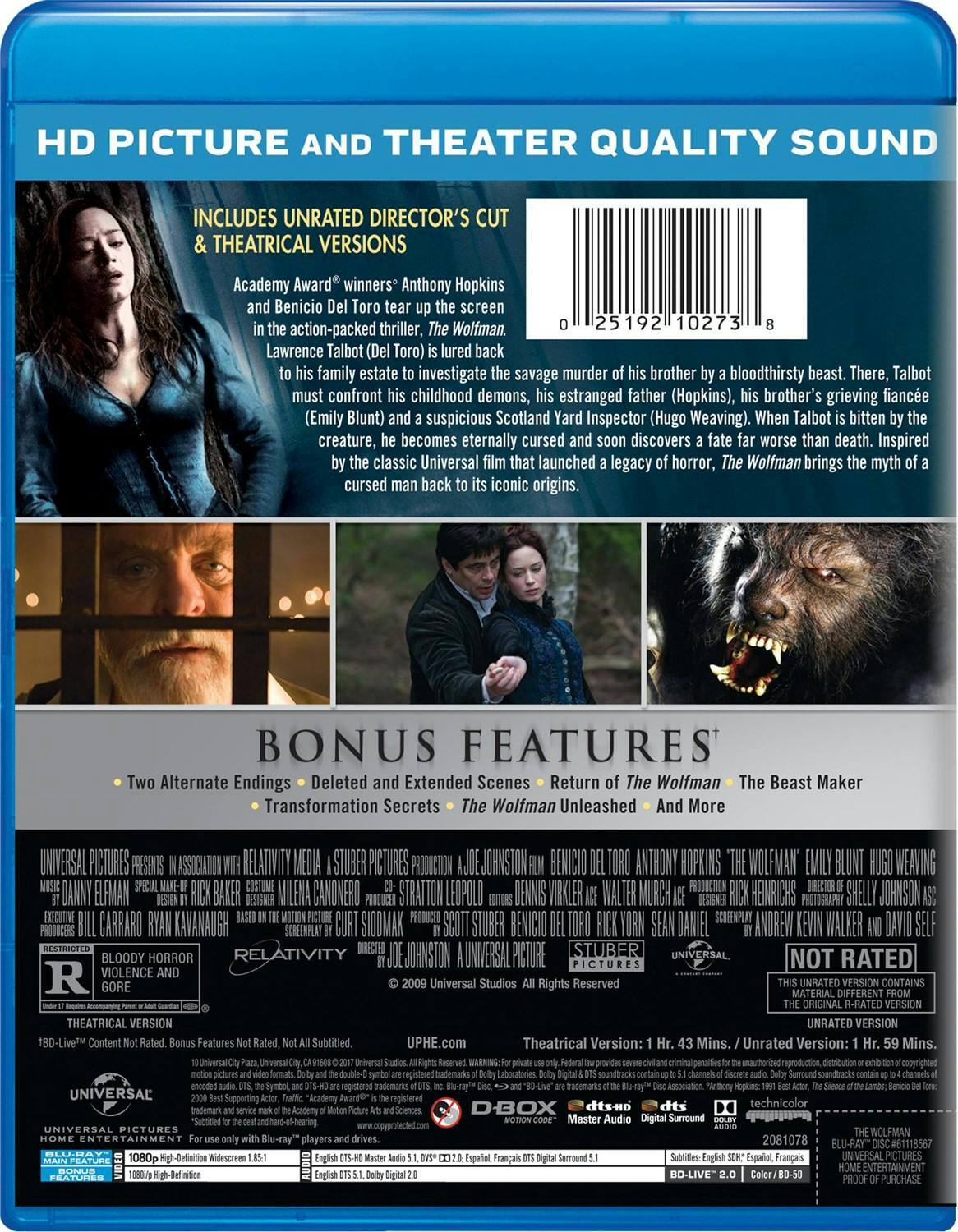 Back. The Wolfman (2010) [Blu-ray].