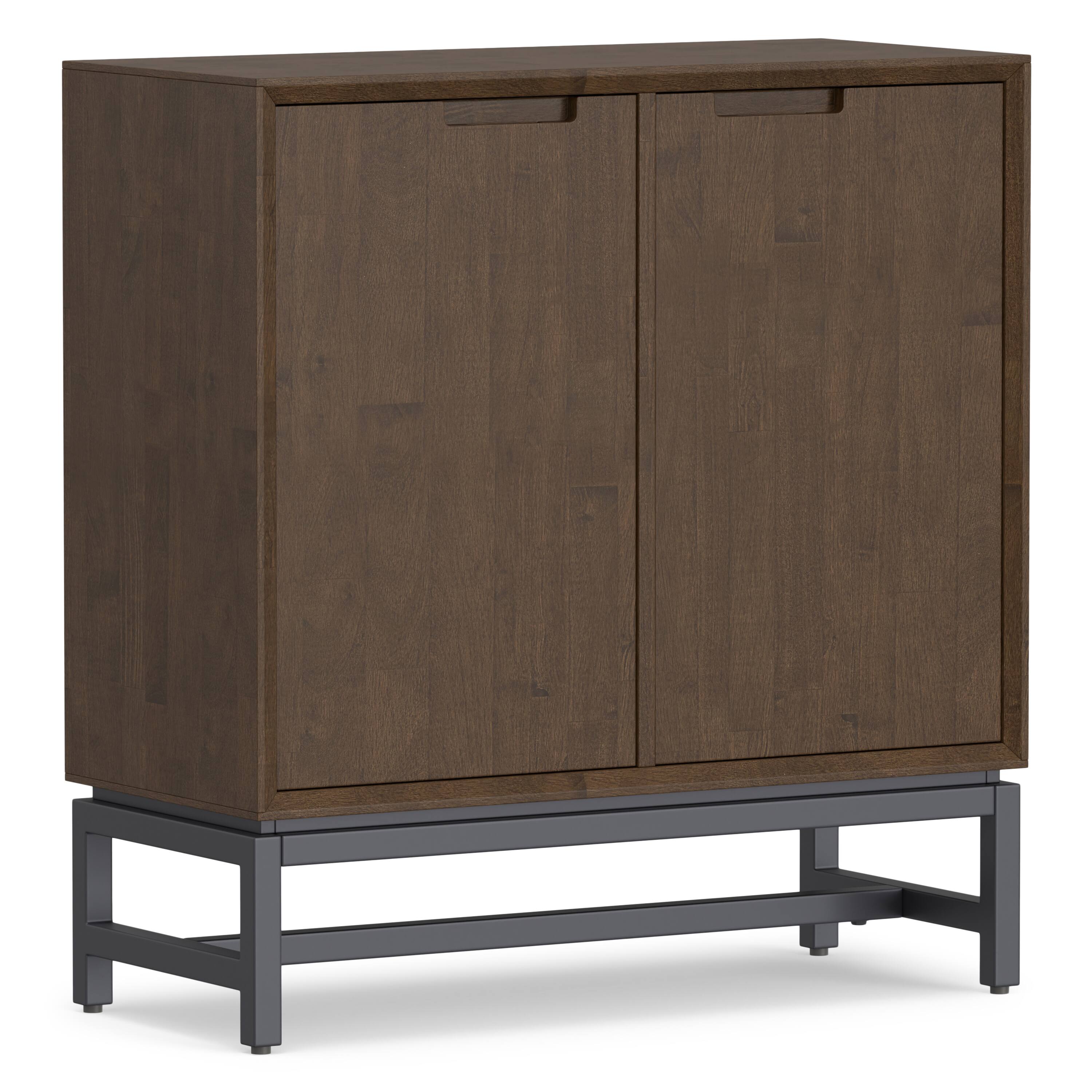 Angle. Simpli Home - Simpli Home Banting SOLID HARDWOOD 39 inch Wide Modern Industrial Medium Storage Cabinet in Walnut Brown - Walnut Brown.