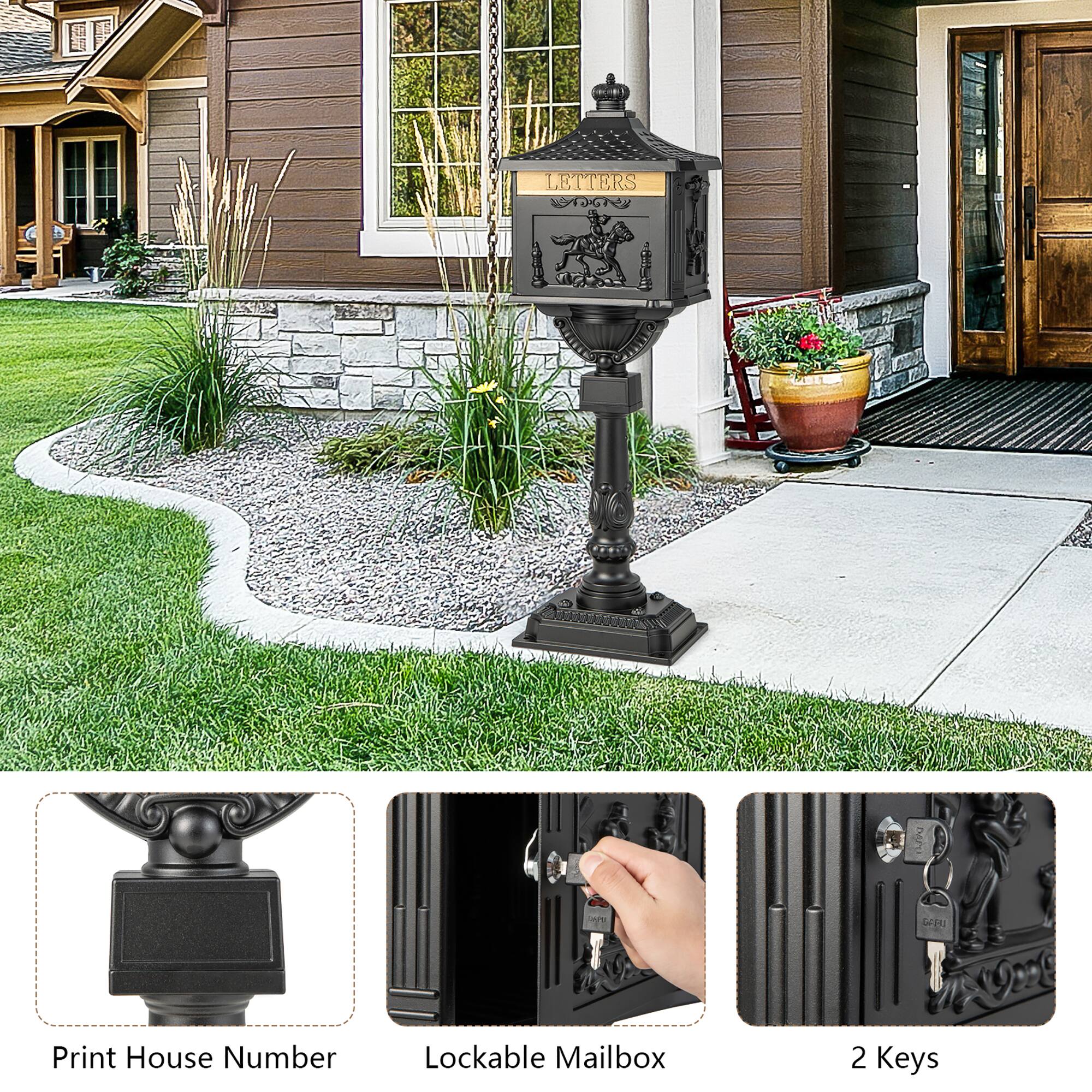 LETTERS D-G GFad Print House Number Lockable Mailbox 2 Keys