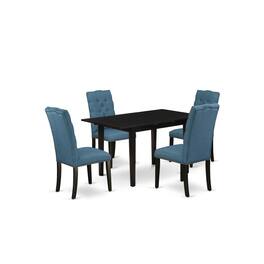 East West Furniture - Dining Table- Parson Chairs - Brown