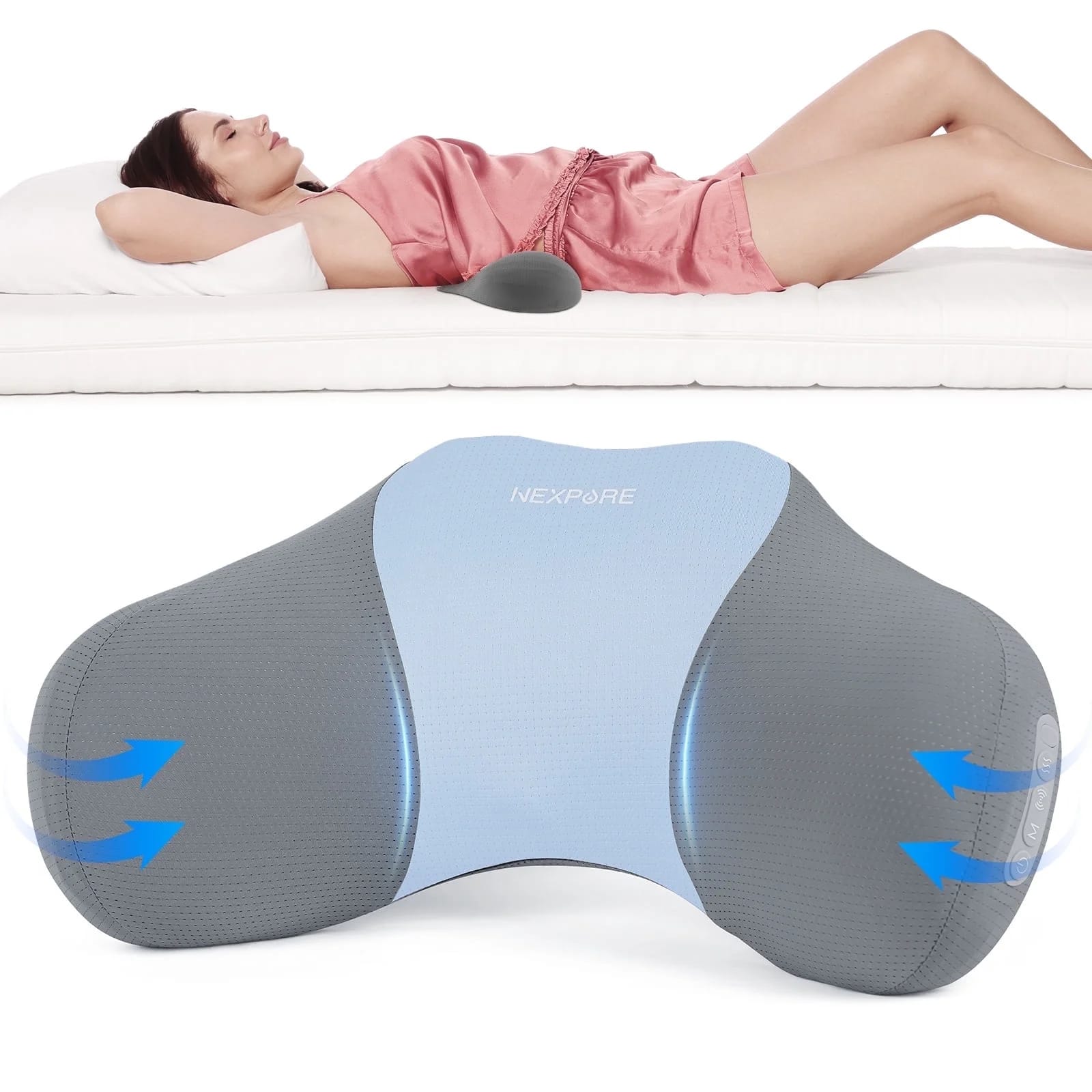 Front. NEXPURE - Lumbar Massage, Waist Massager Pillow for Men Women Gifts, Home Office Sleep.