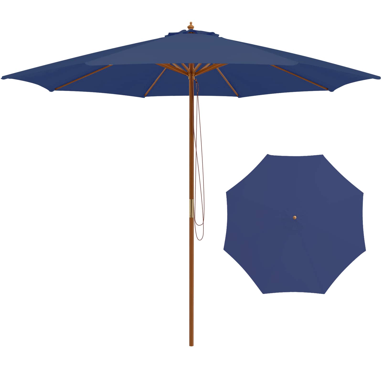 Gymax - 10FT Wooden Market Table Umbrella Pulley Sunshade Canopy w/8 Bamboo Ribs - Navy price history on PriceWatchPro