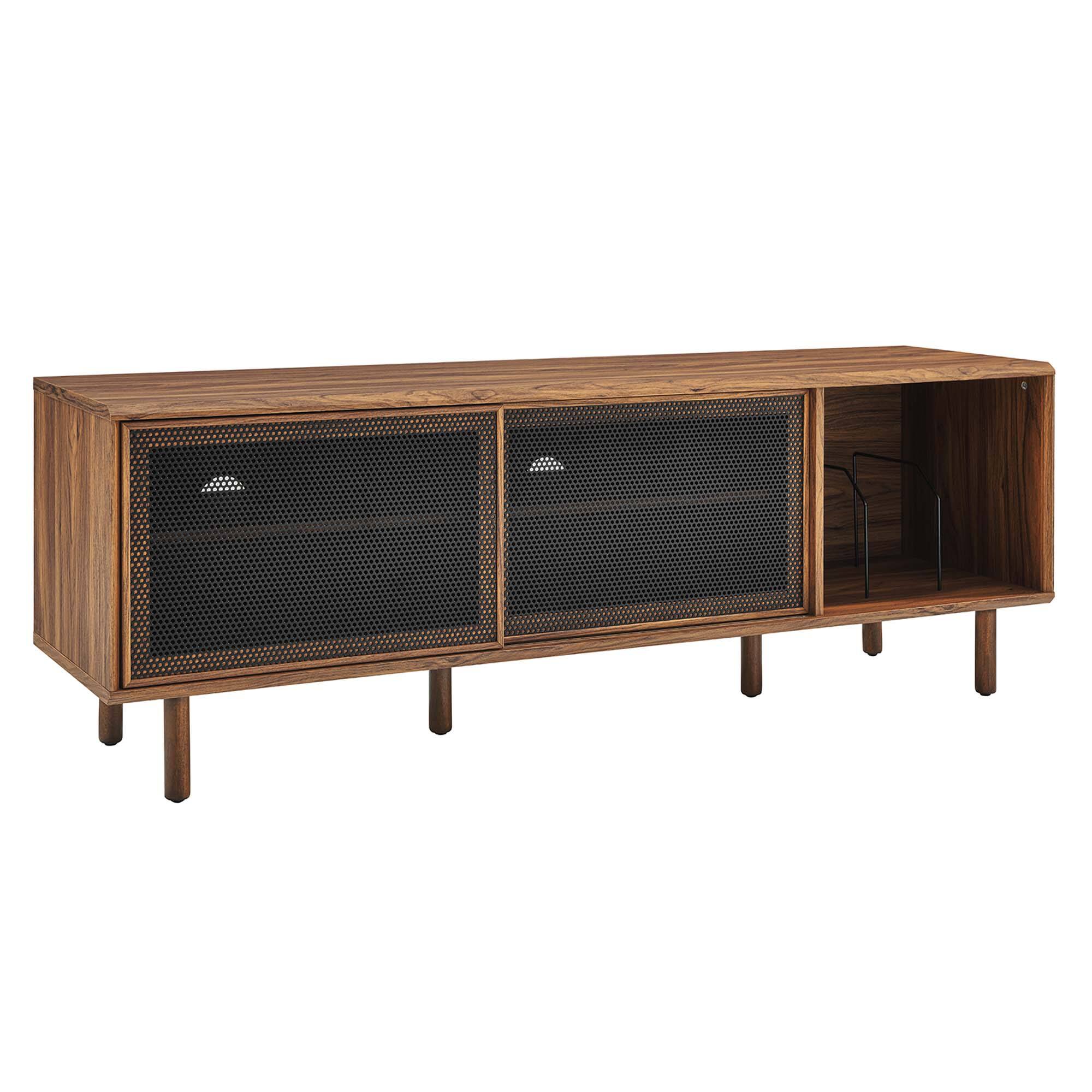 Angle. Modway - Kurtis 67" TV and Vinyl Record Stand by Modway - Walnut.