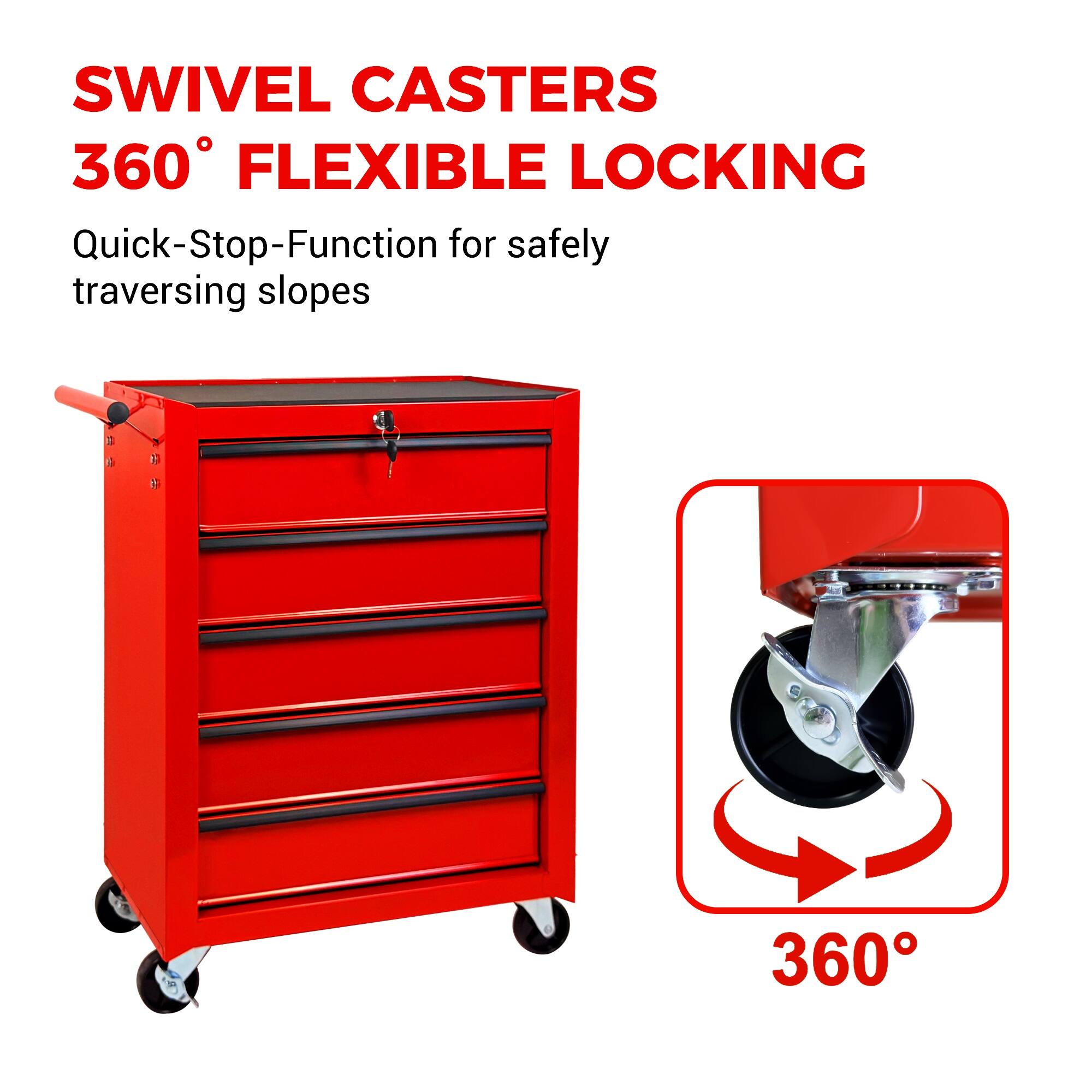 SWIVEL CASTERS  
360° FLEXIBLE LOCKING  
Quick-Stop-Function for safely traversing slopes