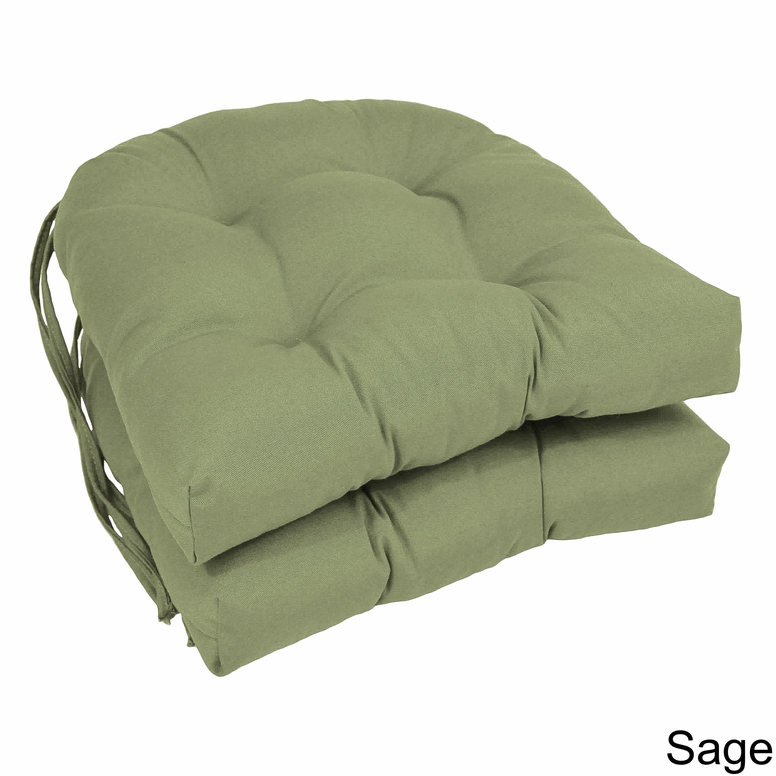 Blazing Needles - 16-inch Solid Twill U-shaped Tufted Chair Cushions (Set of 2) - Sage price history on PriceWatchPro