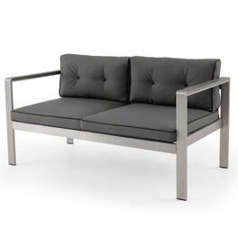Pefilos - Contemporry 2-Person Sof Chir, Sof Chir with WPC Armrests, Sof Chir for Outdoor s Blcony, Bckyrd, Porch, Gr - Gray