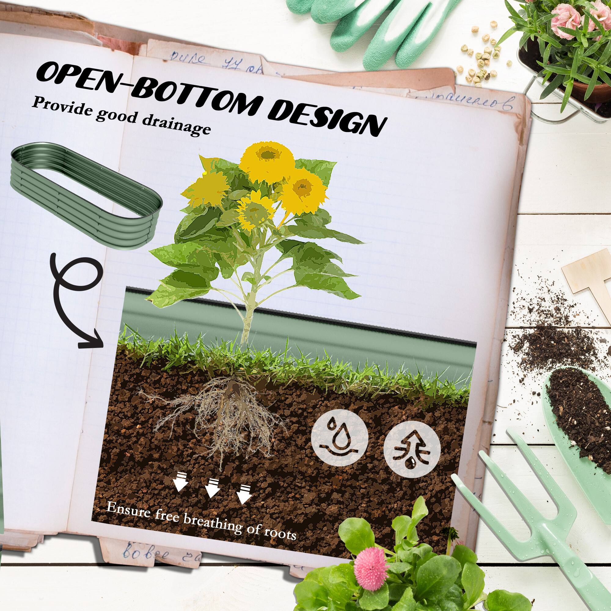 OPEN-BOTTOM DESIGN
Provide good drainage
Ensure free breathing of roots