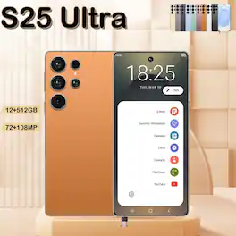Loheer - I25 Ultra 5G Unlocked Cell Phone 6.8 HD Screen 12GB 512GB Android 14 Smartphone Built in Pen - Orange