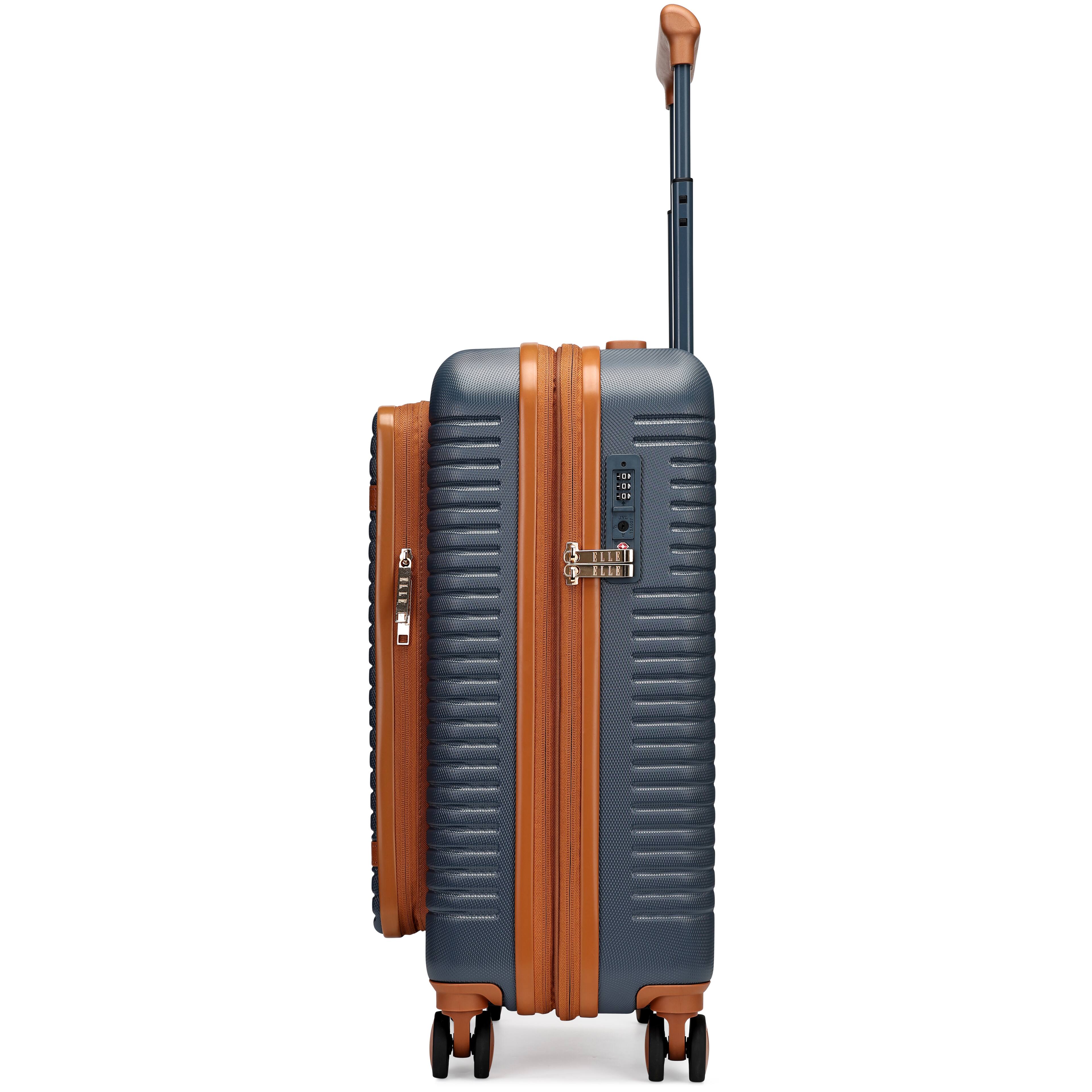 Alt View 5. Elle - Escape Expandable Carry-on Suitcase with Front Laptop Pocket | Navy - Navy.