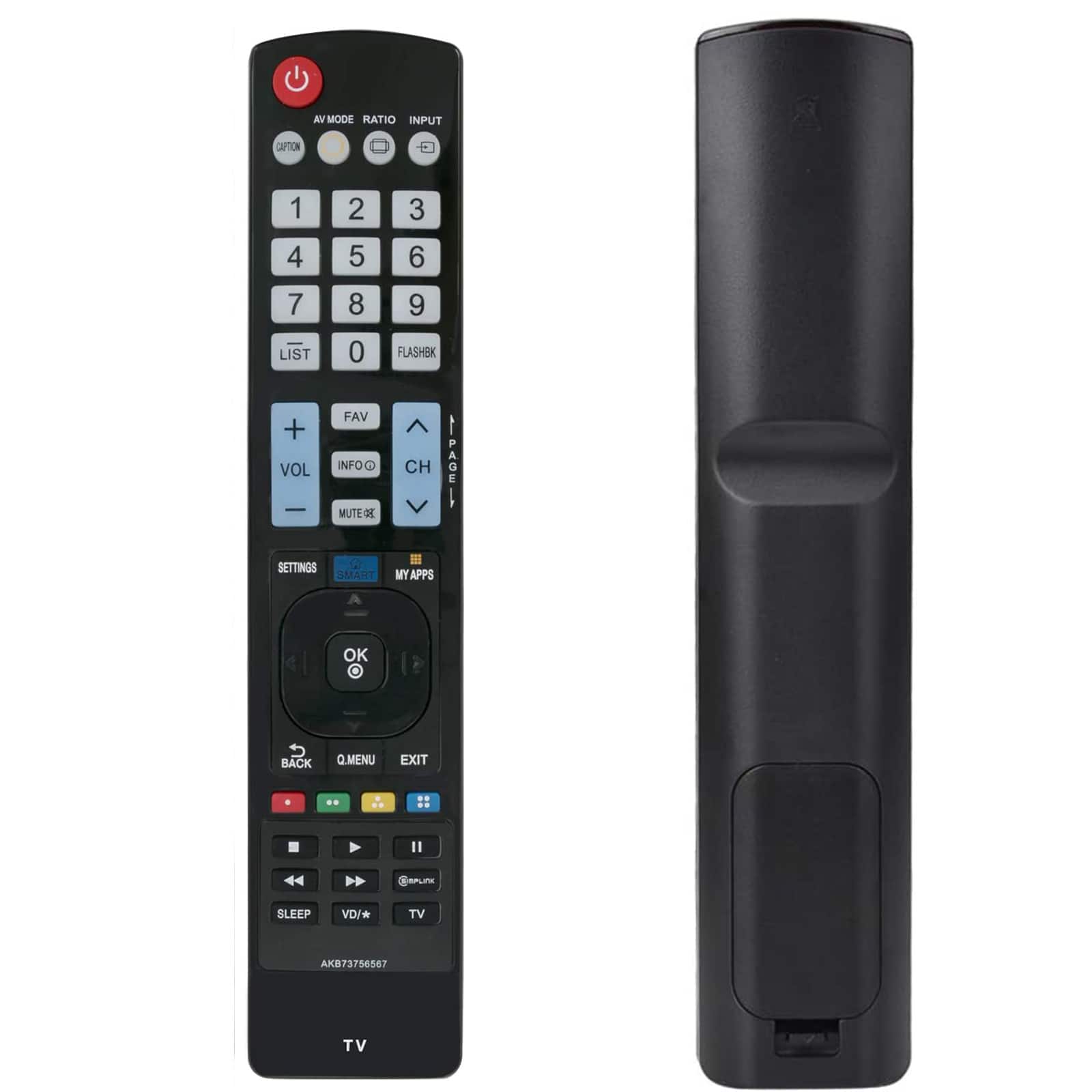 WINFLIKE - NEW AKB73756567 Replacement IR Remote fit for LG LED Smart TV sub AGF76692626 AKB73756542 - Black