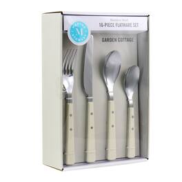 Martha Stewart - Garden Cottage 16 Piece Stainless Steel Flatware Set - Cream
