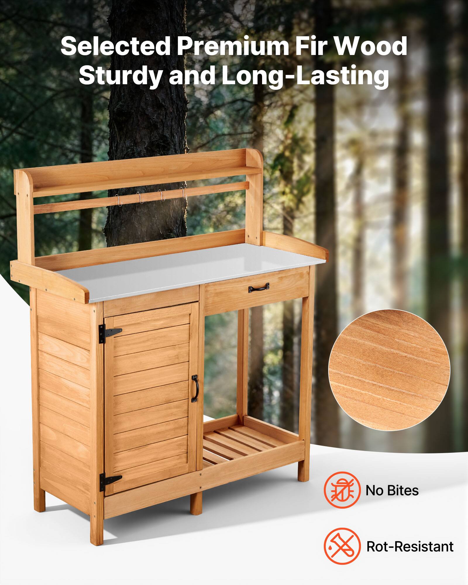 Selected Premium Fir Wood  
Sturdy and Long-Lasting  

No Bites  
Rot-Resistant