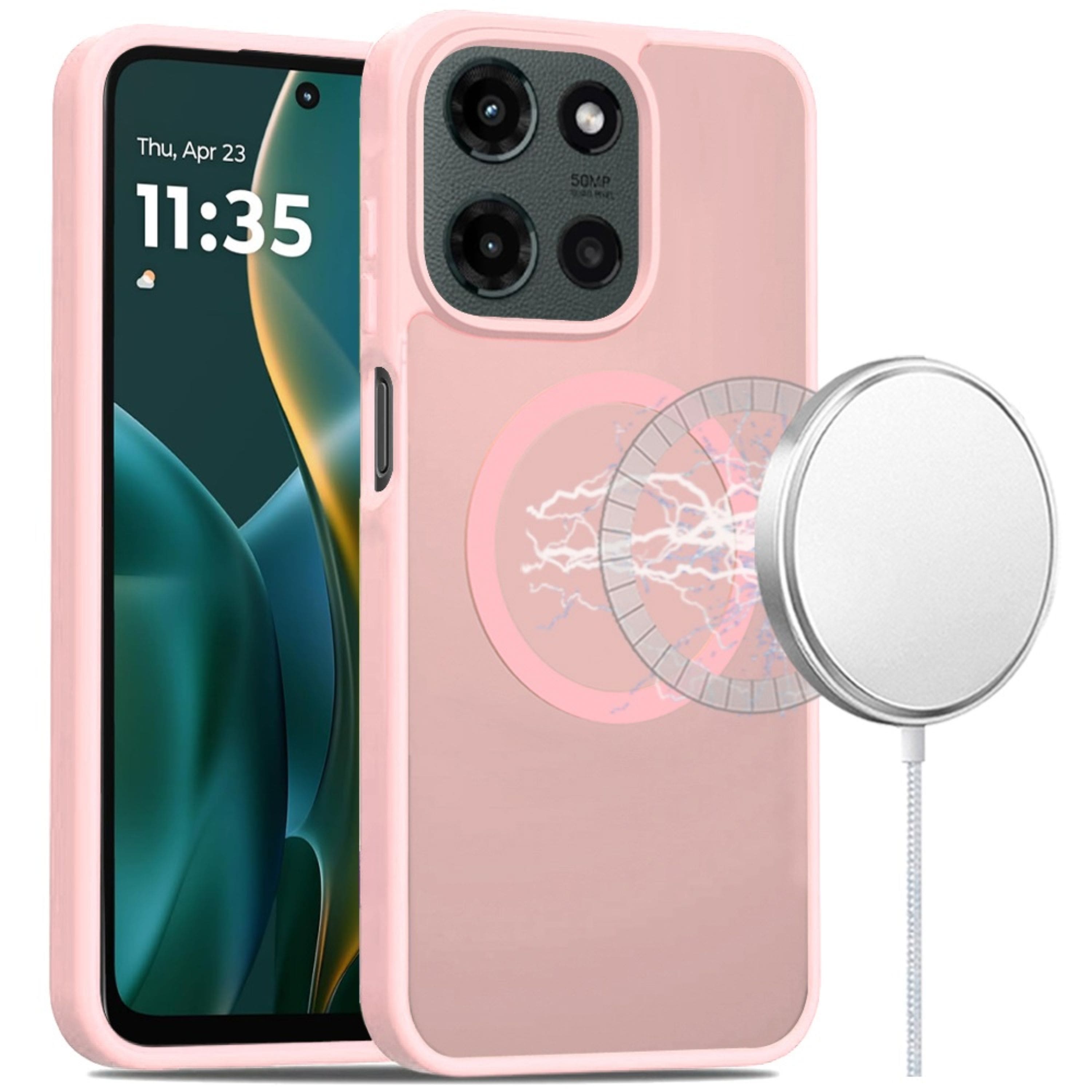 Kitcheniva - Minimalist Magnetic Translucent Case With Tempered Glass For Moto G Stylus 2025 / 2026 - light pink price history on PriceWatchPro