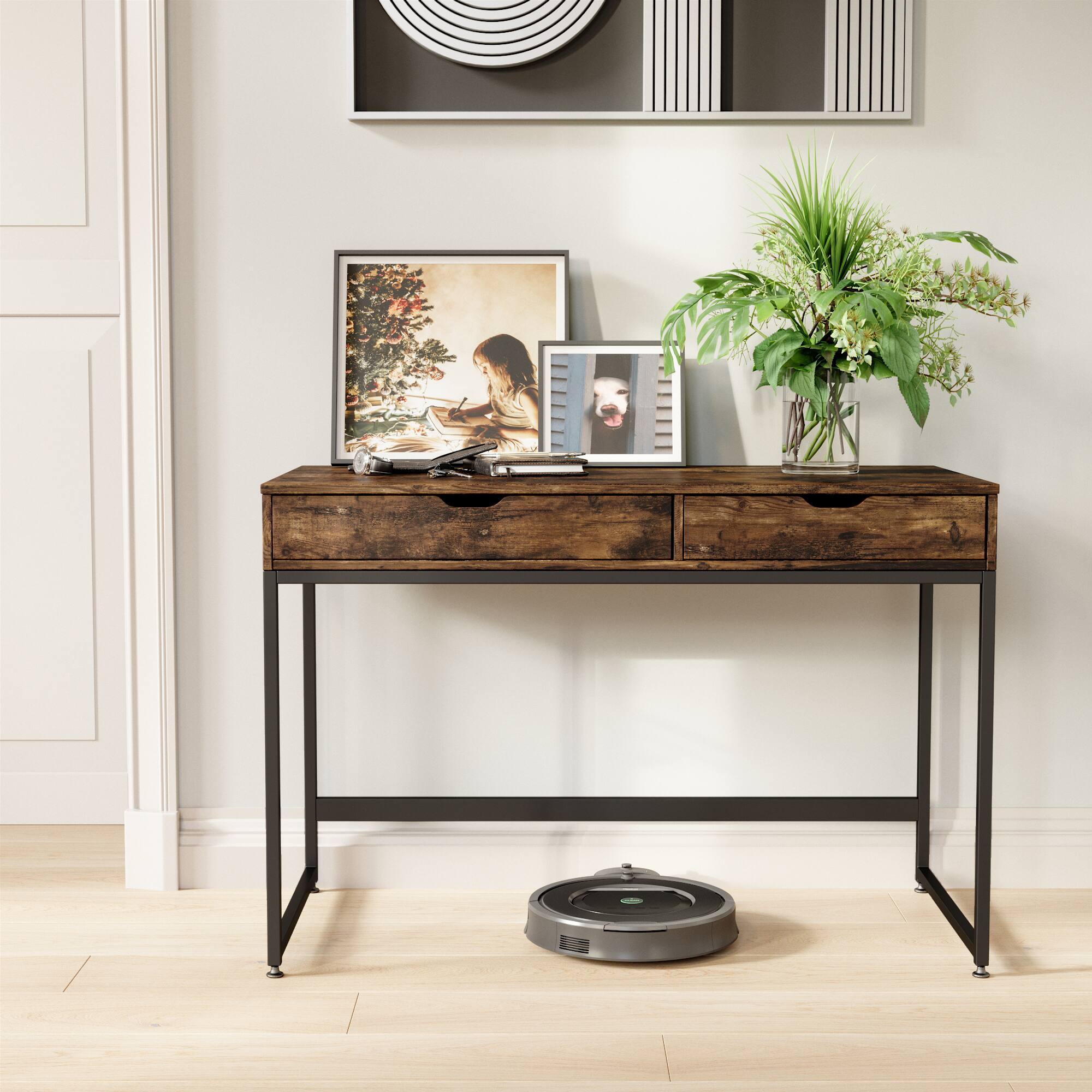 Angle. Bestier - Modern Study Writing Desk - 43" Wide - Brown.