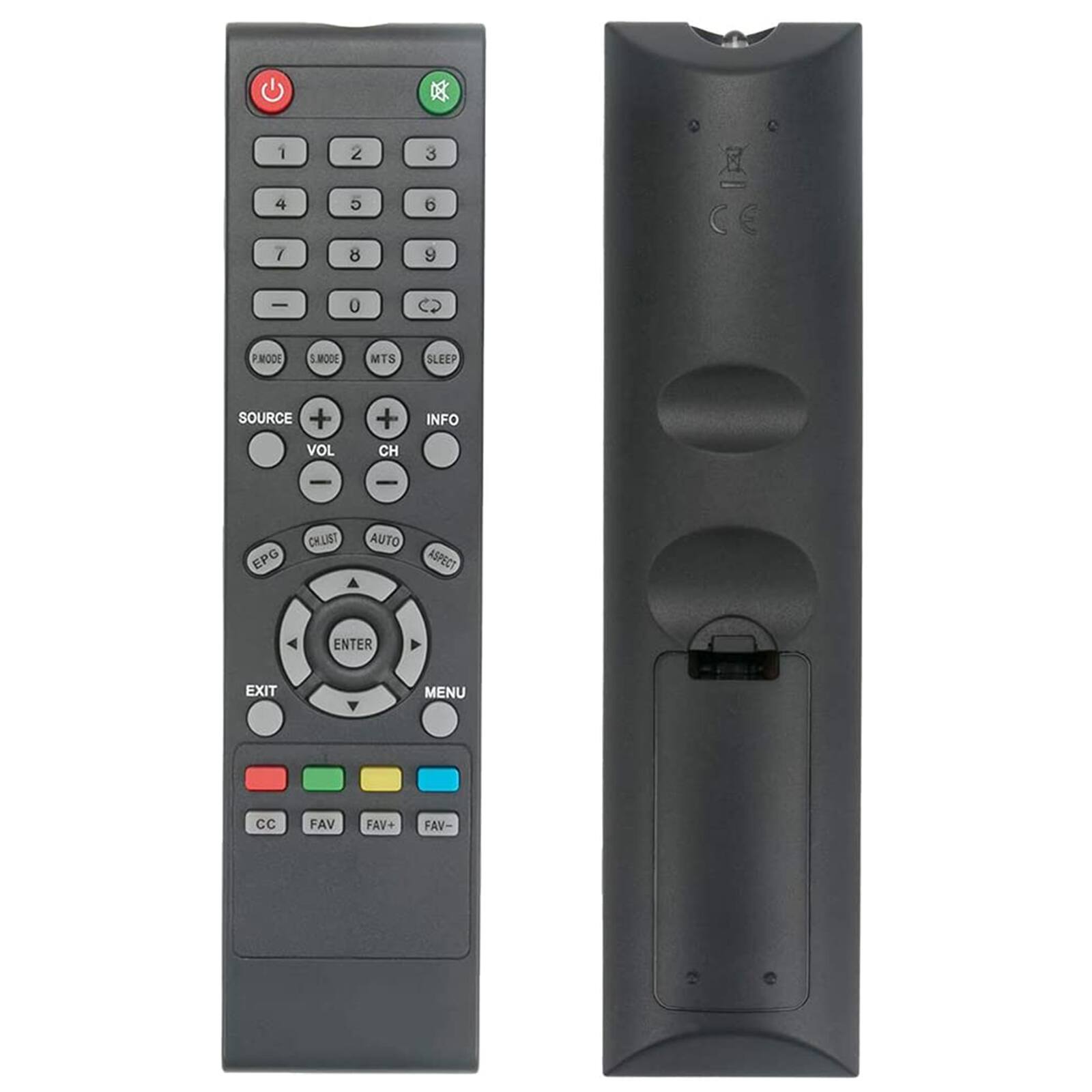 2 3 4 7 C 8 6 9 CE een 0 PIMODE S.MOOE MTS SLEEP SOURCE + VOL + CH INFO - - EPG CHLIST AUTO A ASPECT ENTER EXIT MENU CC FAV FAV+ FAV-