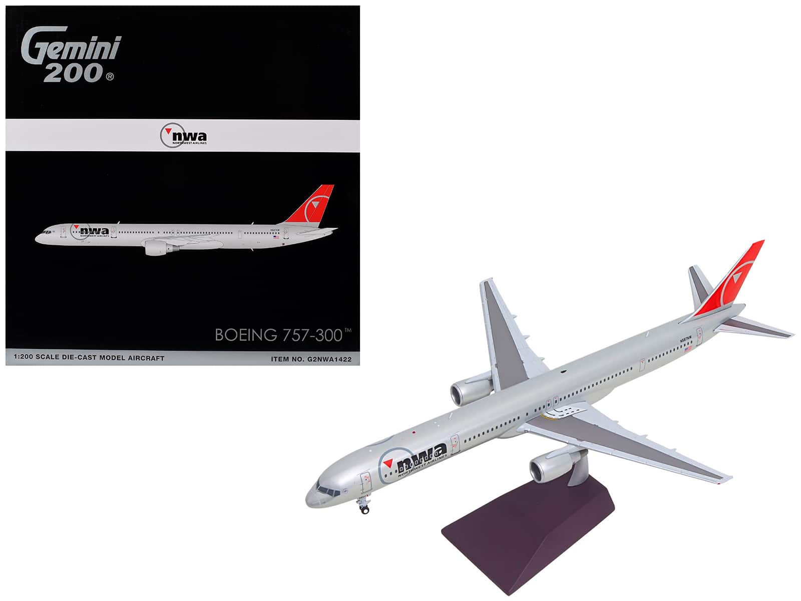 "Boeing 757-300 Commercial Aircraft ""Northwest Airlines"" (N587NW) Silver with Red Tail 1/200 Diecast Model by GeminiJets" price history on PriceWatchPro